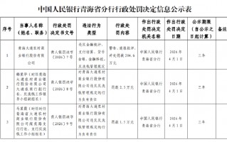青海大通农村商业银行被罚204.6万元：违反金融统计、支付结算、货币金银、金融科技、反洗钱管理规定
