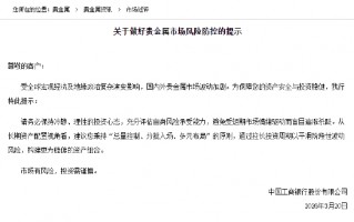 工商银行发布贵金属市场风险防控提示