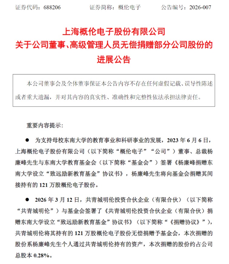 概伦电子总裁 捐赠超4000万元市值股份-第1张图片-51吃大瓜 概伦电子总裁 捐赠超4000万元市值股份-第1张图片-51吃大瓜