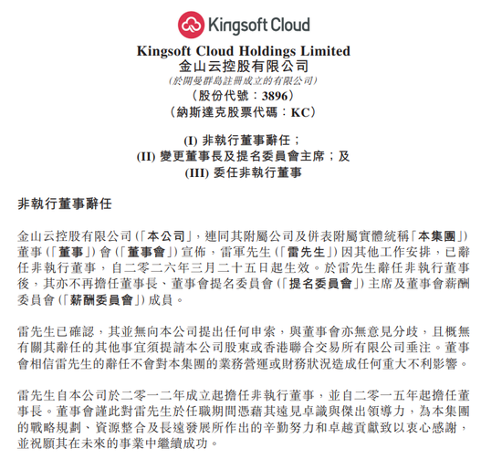 雷军不再担任金山云董事长-第1张图片-51吃大瓜 雷军不再担任金山云董事长-第1张图片-51吃大瓜