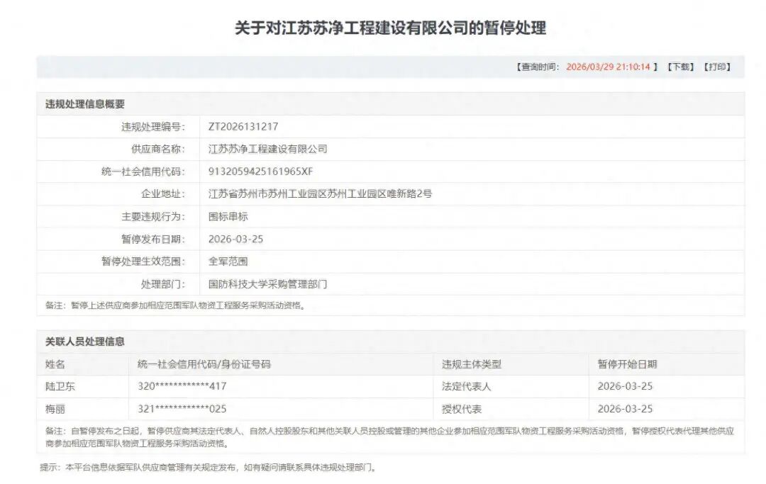军采 “零容忍” 再亮剑:江苏苏净工程围标串标遭全链条惩戒-第1张图片-51吃大瓜 军采 “零容忍” 再亮剑:江苏苏净工程围标串标遭全链条惩戒-第1张图片-51吃大瓜
