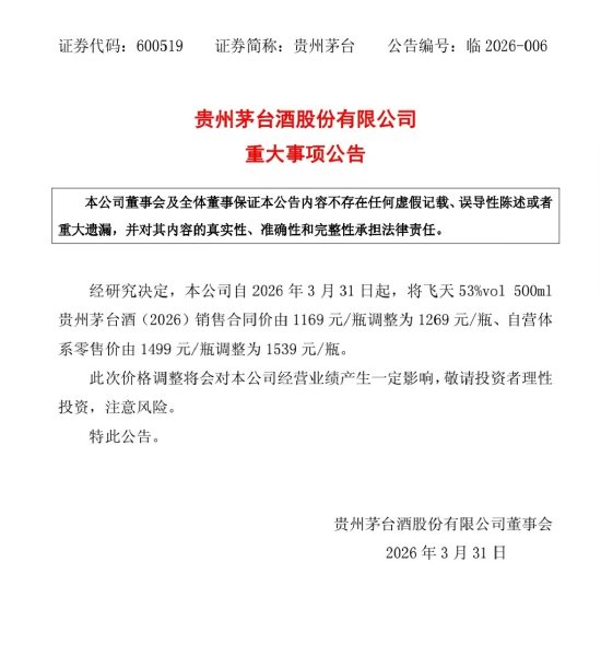 时隔三年，茅台再宣布提价：出厂价上调100元！-第1张图片-51吃大瓜